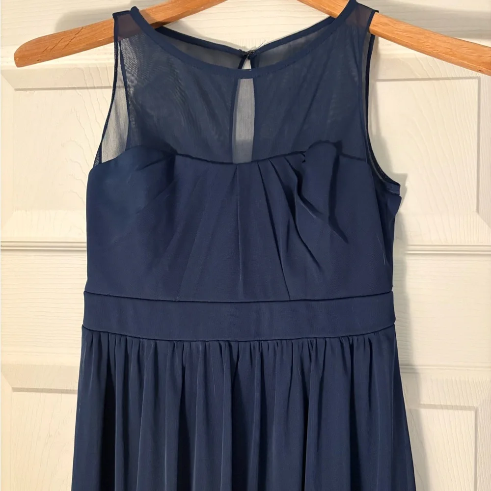 David’s bridal kids girls size 12 marine blue Midi Dress JB5995 - Picture 2 of 5